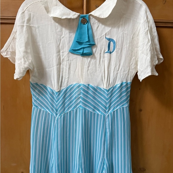 Disney Blue Main Street Blue and White Striped vintage style Dress - Picture 3 of 13